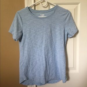 Light blue striped short sleeve shirt
